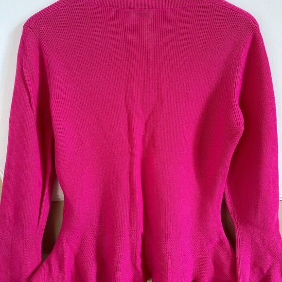 Ted Baker Bobbe Peplum Knit Jumper Sweater Pink 3 Wide Sleeves Merino Wool - Picture 5 of 5